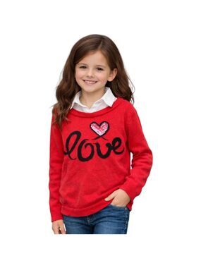 American Girl Grace Thomas Retired Rare Red Sequin Heart Love Sweater Girls 7/8